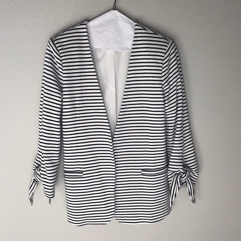 Olivia Moon 3/4 sleeve striped blazer